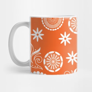 Mandala Pattern Orange and White Halloween Fall Autumn Season Mug